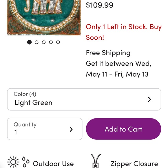 Thai  Elephant silver-sequined Pillow Cover - Picture 8 of 8